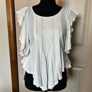 Free People Tiny Bells Flutter Sleeve Top Size Small